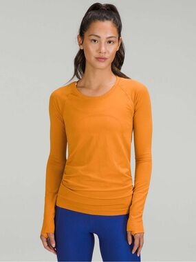 Worn Once lululemon athletica Women's Long-Sleeve Athletic Top — Orange